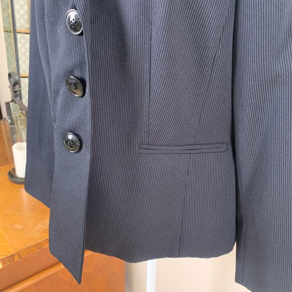 Le Suit Petite Size 12 2-Piece Suit w/ Blazer Jacket Black Pinstripe Minimalist - Picture 5 of 13